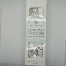 Amazing Baby Newborn Muslin Swaddle Zebra 36" x 36" - New