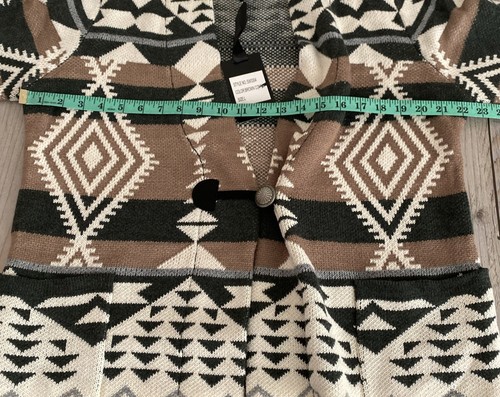 Oliver.O Womens Cardigan Aztec Print Anthropologie Western Southwest Large NWT - Picture 6 of 10