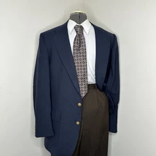 Stafford Mens Blazer 42L Navy Blue Wool 2 Button XL 46" Sport Coat Suit Jacket
