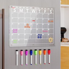 Acrylic Magnetic Dry Erase Board Calendar for Fridge, Clear Monthly Planner W...