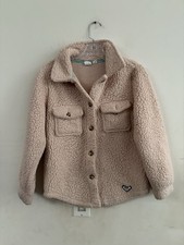 Roxy Girls Sherpa Fleece Shirt Jacket, Beige size M 10/12 winter