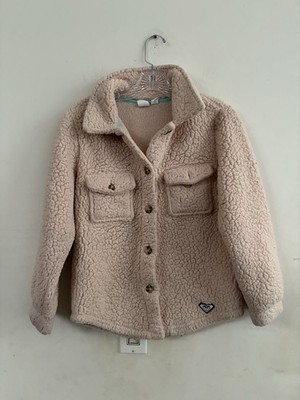 Roxy Girls Sherpa Fleece Shirt Jacket, Beige size M 10/12 winter