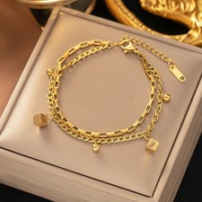 Titanium steel double-layer gold bracelet, simple and stylish.