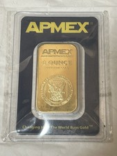 APMEX 1 oz 1 Ounce .9999% Pure Gold Bar - Gold Bar Shape - 0.9999 Fineness 5000.00 per troy oz