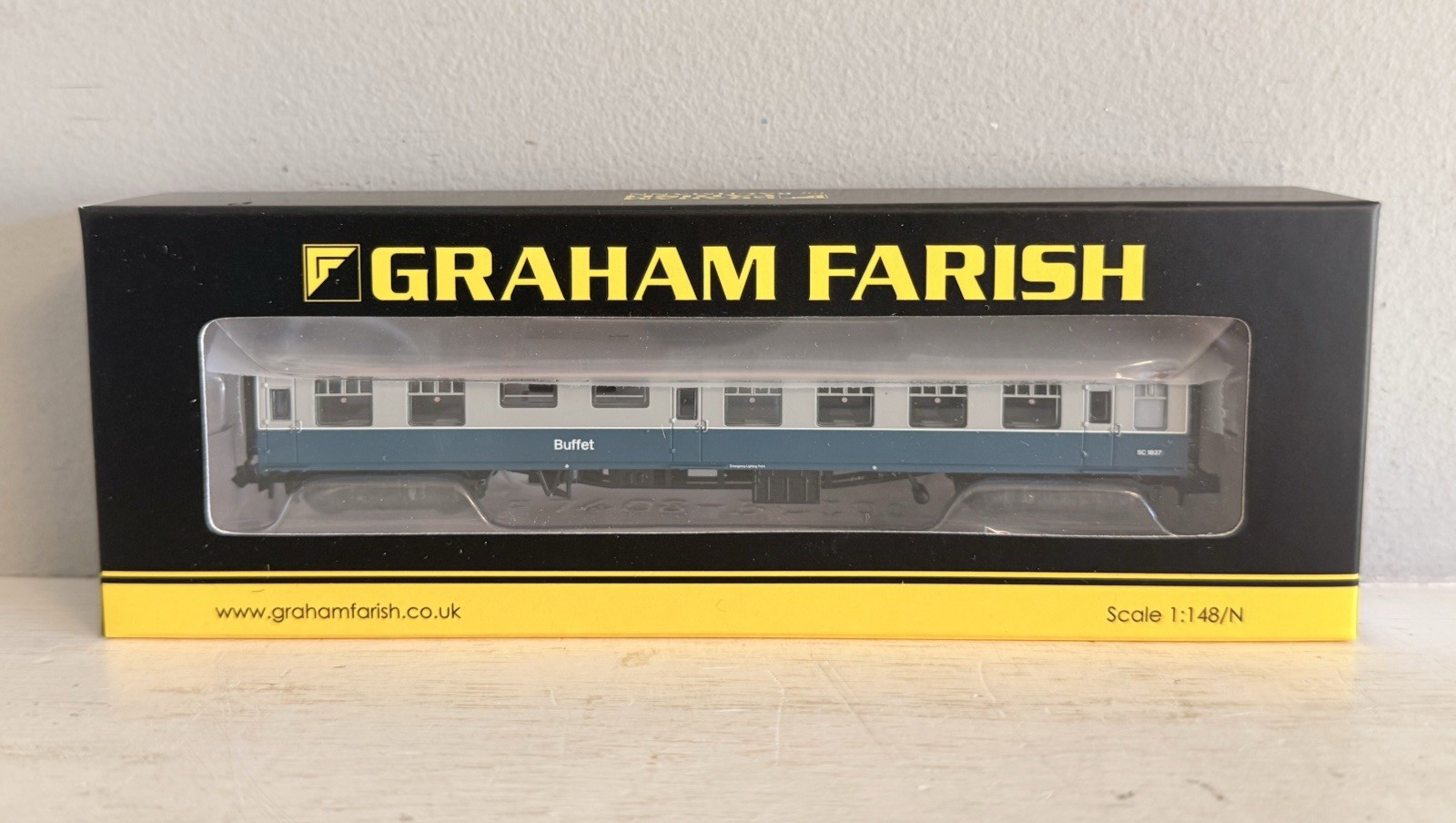 Farish 374-110B N Gauge BR Mk1 RMB Restaurant Miniature Buffet Blue & Grey Coach
