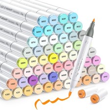 Alcohol Markers Brush Tip, 61 Colors Pastel Coloring Marker Set Dual Tip Fine...