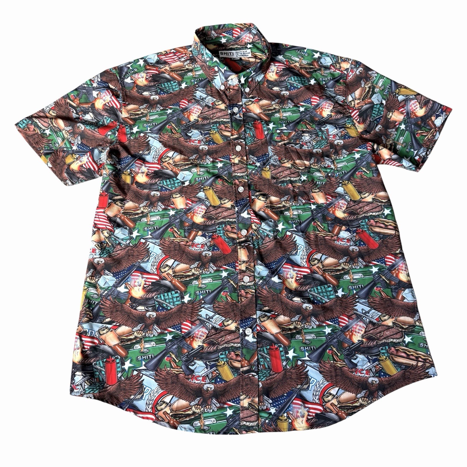 S Men&rsquo;s Party Hawaiian Shirt Sz Xl Patriot 2nd Amendment E