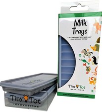 Breast Milk Freezer Storage Trays w/Carrier, 10-1oz Bars, 2 Containers w/Lids...