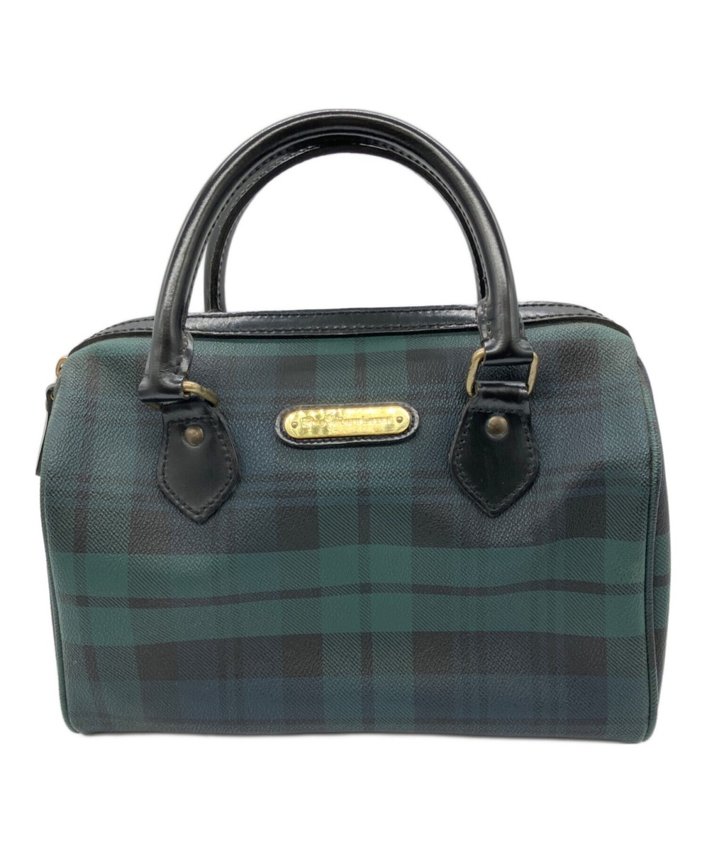 バッグ Polo Ralph Lauren Blackwatch Mini Boston POLO RALPH LAUREN Black watch Mini Boston bag Black Green Leather