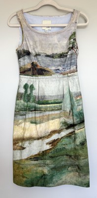 Odille Anthropologie Women's Size 2 Artist Rendering Dress Watercolor Painting