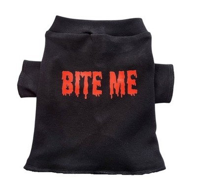 Bite Me Halloween Black Knit Shirt Dog Puppy Teacup Pet Clothes 4XS - L