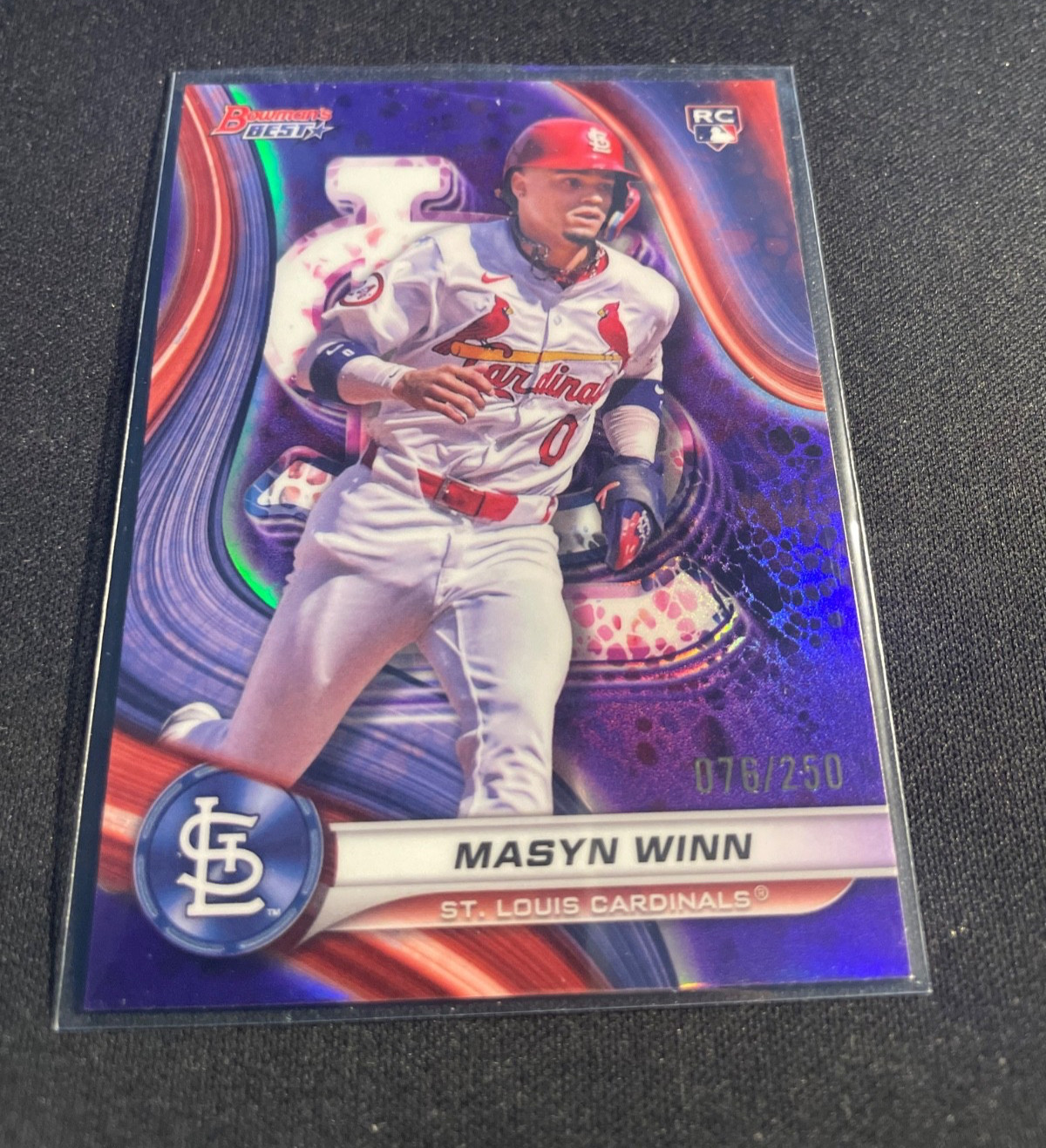 2024 Bowman's Best - Masyn Winn #60 Purple Mojo Refractor #76/250 RC Cardinals