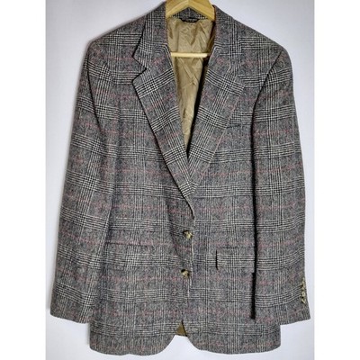 BILL BLASS Camel Hair Jackets Made in USA Plaid Men see measurements