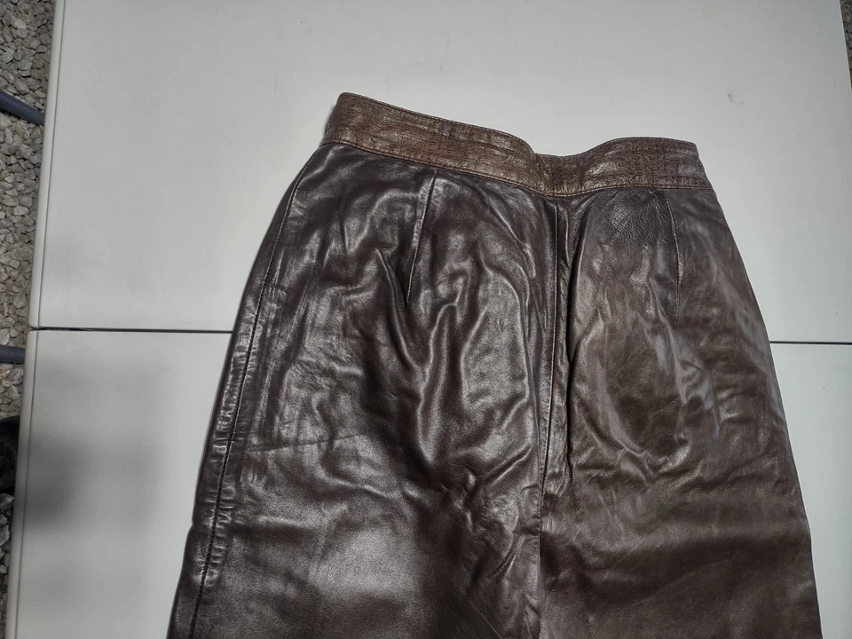 Pantalones de cuero marrón forrados vintage Westbay Saks Fifth Avenue para mujer - talla 12 Foto 3 de 4