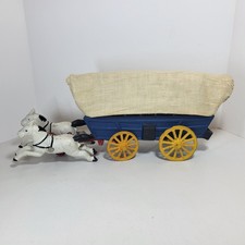 Cast Iron Horse Drawn COVERED WAGON 2 Horses Vintage