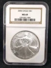 2006 $1 American Silver Eagle Coin .999 Fine NGC MS 69  #8039