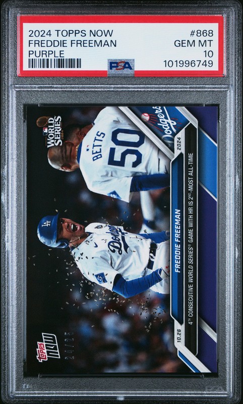 2024 TOPPS NOW FREDDIE FREEMAN 868 PURPLE PSA GEM MT 10 /25