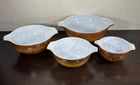 Vtg 4 Pyrex Old Orchard Cinderella Mixing Nesting Bowl Set 441, 442, 443, 444