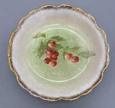 Vintage Royal China Serving Bowl Cherries 12 x 2.5" Cream, Gold Colored trim