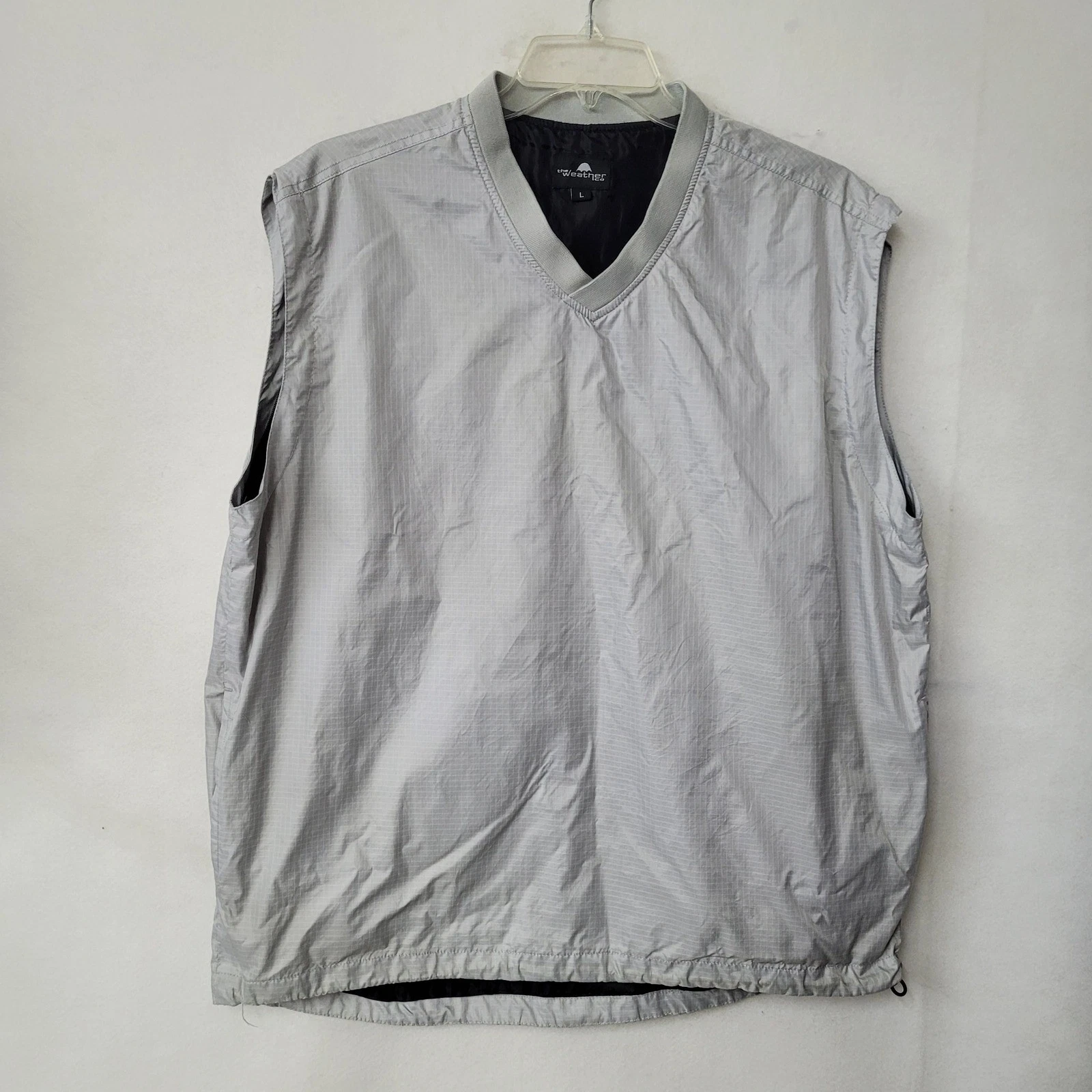 The Weather Company Vest Mens L Gray Sleeveless Pullover V-Neck Pockets Golf