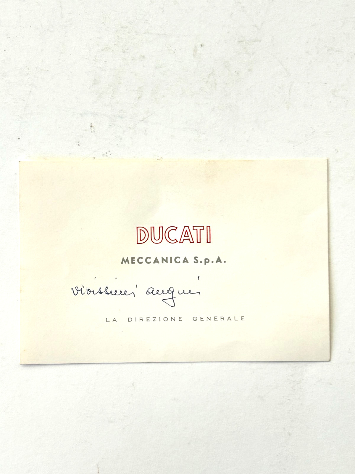 MC880 BIGLIETTO DI AUGURI ORIGINALE DUCATI MECCANICA S.P.A. - DIREZIONE GENERALE