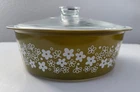 Vintage Pyrex 4 Qt Big Bertha Spring Blossom Green Crazy Daisy  #664 & Lid 664-C