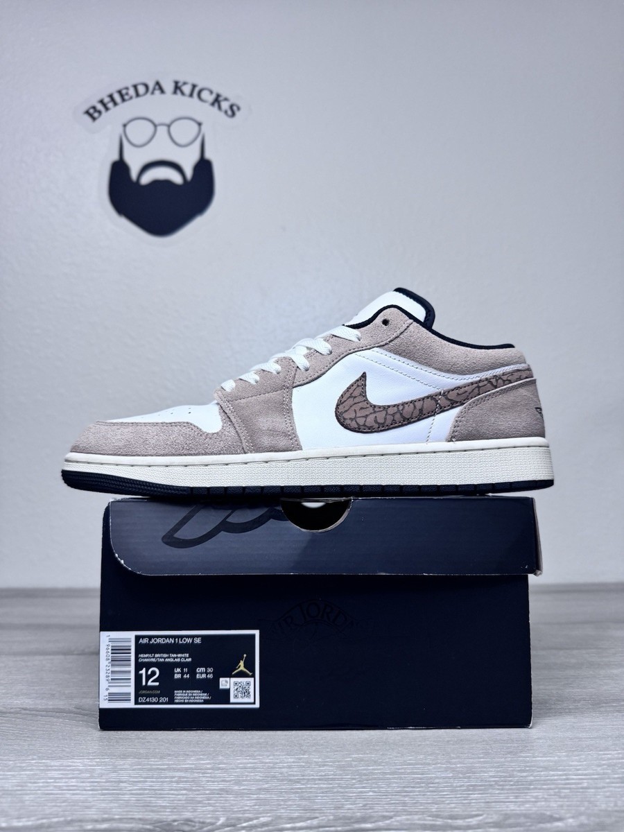 Size 12 - Nike Air Jordan 1 Low SE Brown Elephant Print DZ4130-201