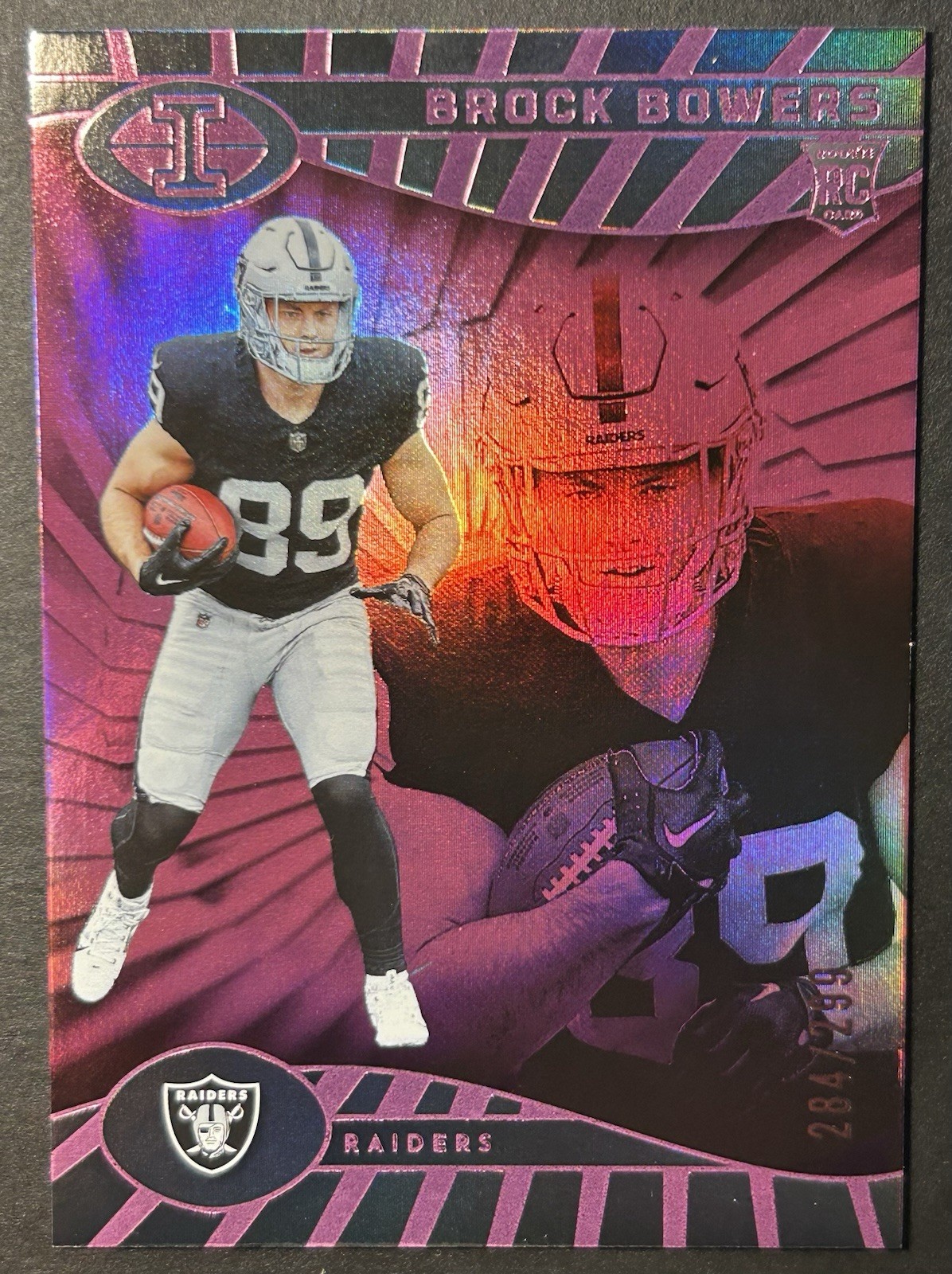 2024 Panini Illusions - Brock Bowers #47 Trophy Collection Pink /299 (RC) Rookie