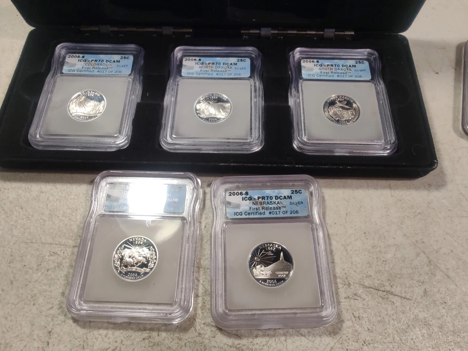 Set of 5 2006-S 90% Silver State Quarters ICG PR 70 1st Release - Image 2 of 3