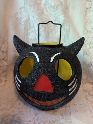 Illuminations Black Cat Halloween Lantern *** Glitter Missing One Eye***