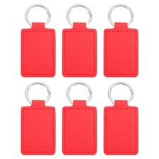 Engraving Keychain Blanks, 6Pcs Rectangle Leather Keychain Blanks, Red