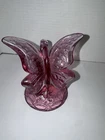 Vintage Fenton Art glass Rose Pink Butterfly on Branch Ring Holder Figurine