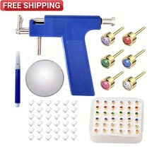 Ear Piercing Gun 36X Painless Self Piercing Rivet Gun Ear Navel w/Stud Earrings