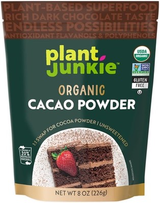 Organic Cacao Powder, 8 oz - Unsweetened, Rich Dark Chocolate Taste, Certified