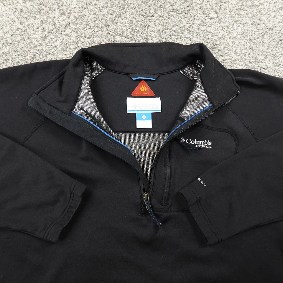Jaqueta Columbia Masculina L Preta PFG OmniHeat Pulôver de Pesca Térmica Zíper Ao Ar Livre - Imagem 4 de 4
