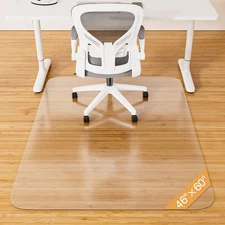 Office Chair Mat for Hardwood Floor, 46" X 60" Clear Plastic Desk Floor Protecto