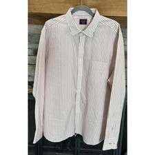 Men s UNTUCKit Pink/White Striped Wrinkle Free Long Sleeve Shirt Size XL C1