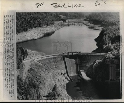 #ad 1967 Press Photo Low supply of water at Bull Run Reservoir Sandy Oregon $33.99