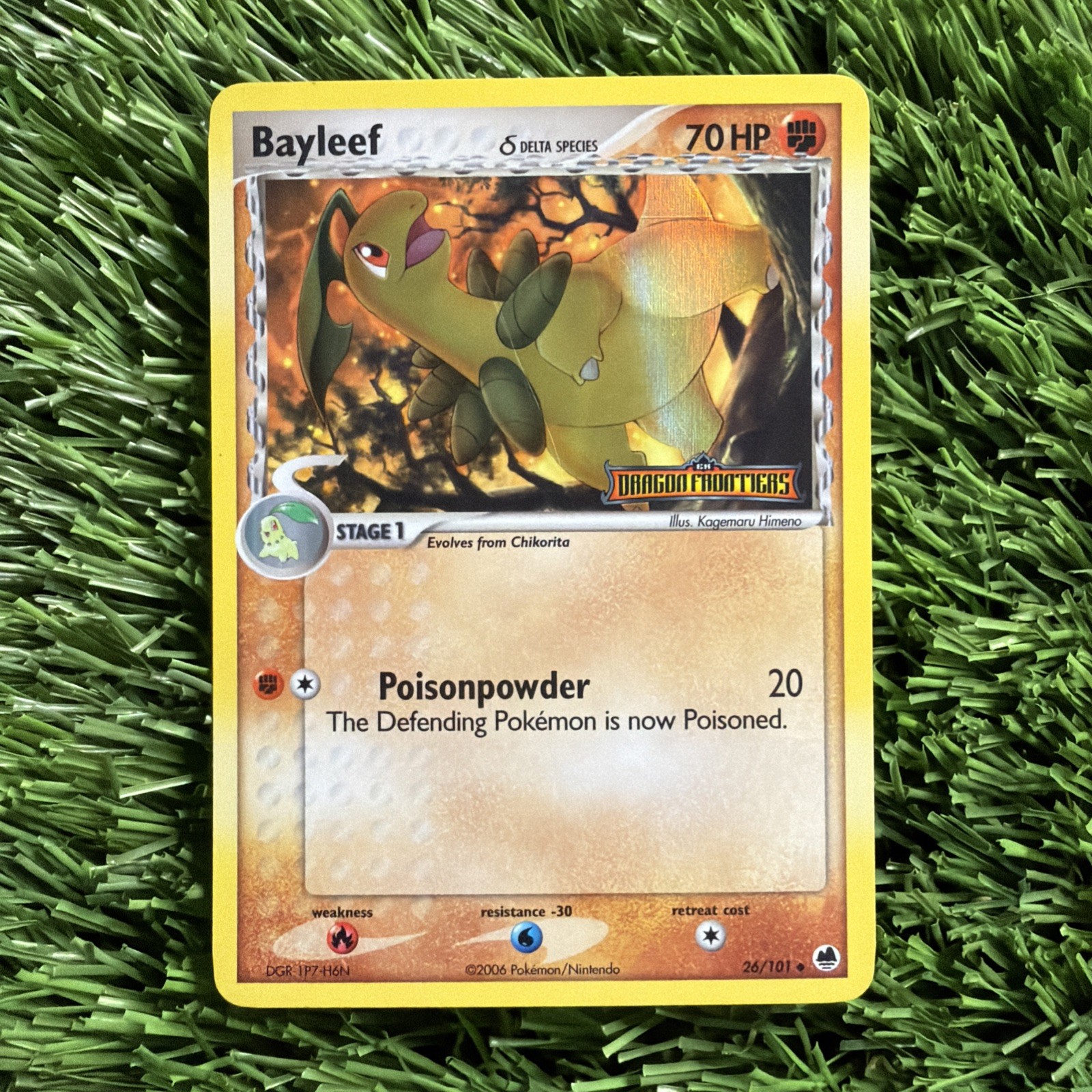 Bayleef Delta Species Reverse Holo 26/101 Dragon Frontiers Stamped LP