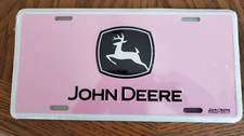 John Deere Pink Metal License Plate, NEW In Plastic.