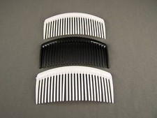 set pack 3 White Black plastic 4" long hair accessory side clip comb