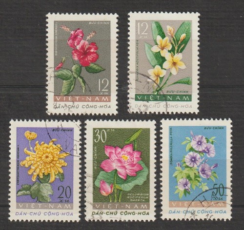 1962 Vietnam Stamps Flowers Scott # 203-207 Cto Never Hinged