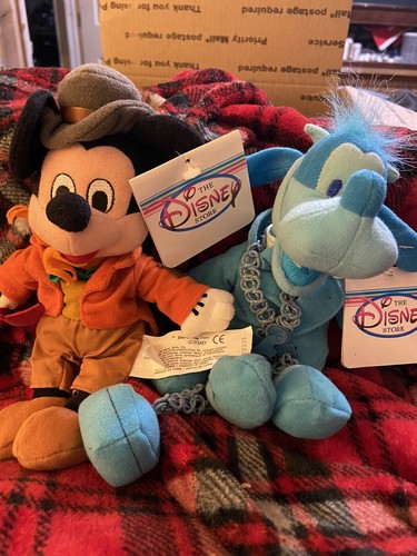 NWT Disney Store Bob Cratchit Mickey Mouse & Goofy Ghost Bean Bag Plush