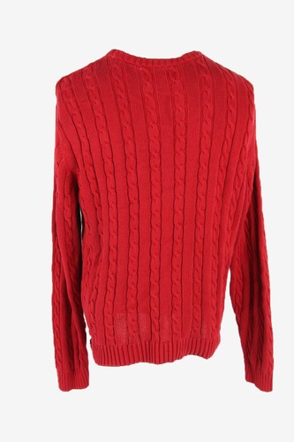 Jersey Champs Tejido con Cable Vintage Cuello Redondo Pullover Años 90 Rojo Talla XL - IL3010 - Imagen 3 de 4