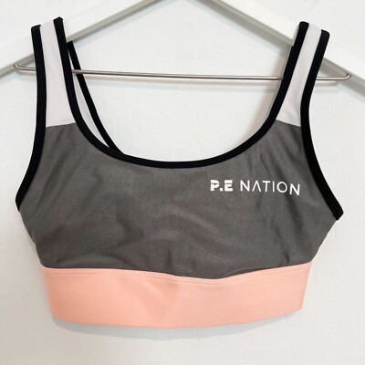 PE Nation Athletic Colorblock Open Back Sports Bra Activewear Workout Gym XS
