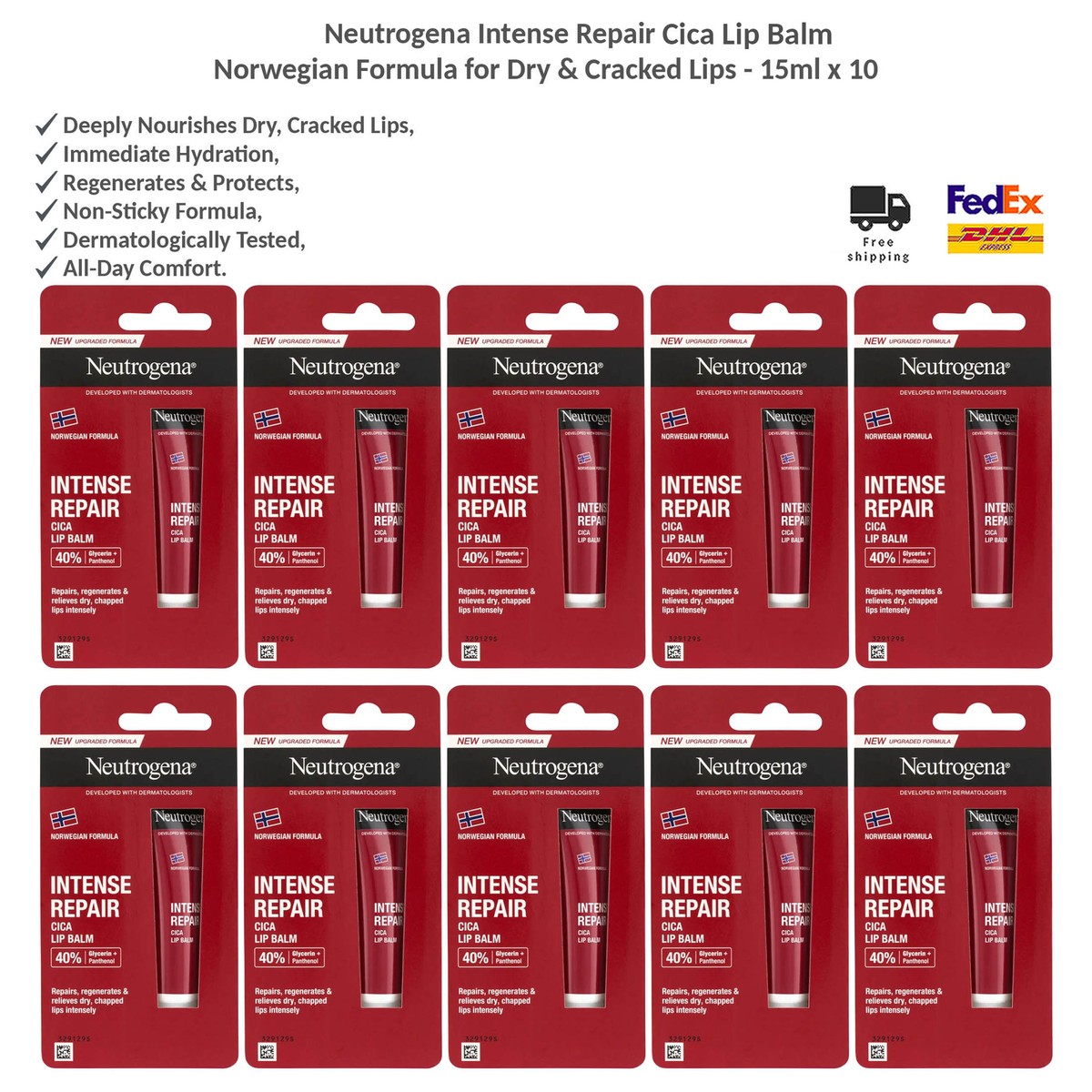 Neutrogena Intense Repair Cica Lip Balm Deep Moisture for Dry