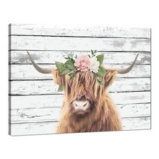 Novatique Highland Cow Wall Art Cow Picture Wall Decor Farmhouse Highland Cow...