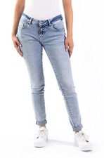 BLUE MONKEY DAMEN JEANS  B- WARE   BLAUTÖNE   SKINNY CROPPED  UMSCHLAG  GÜRTEL