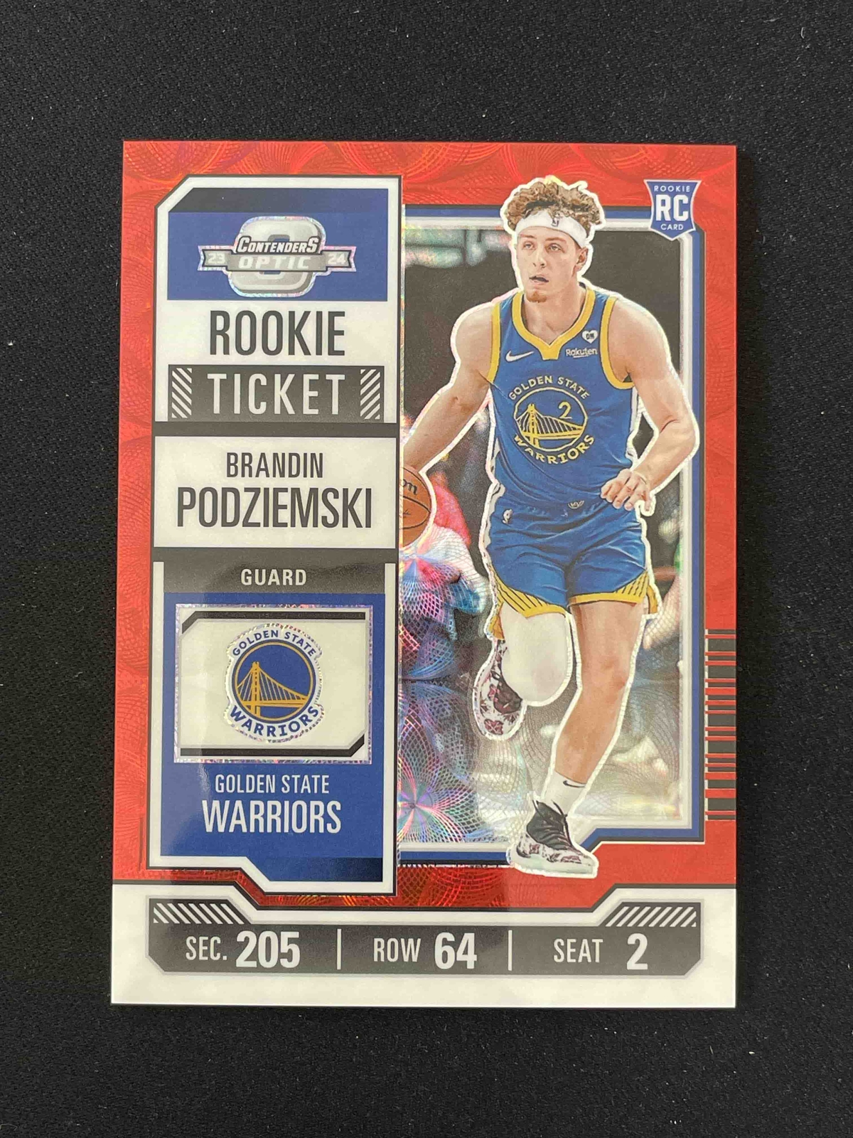 Brandin Podziemski 2023-24 Contenders Optic Rookie Ticket International Red #3