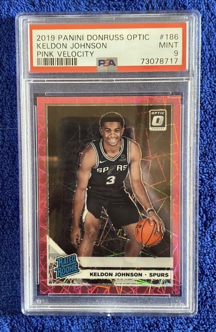 2019-20 Donruss Optic Pink Velocity Rated Rookie Keldon Johnson 18/79 #186 PSA 9